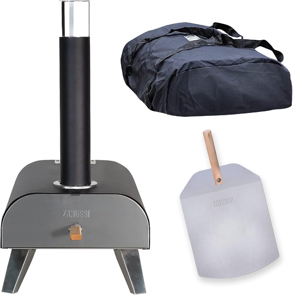 Zanussi ZPO1BPC Outdoor 12 Inch Wood Pellet Pizza Oven with Paddle Cover