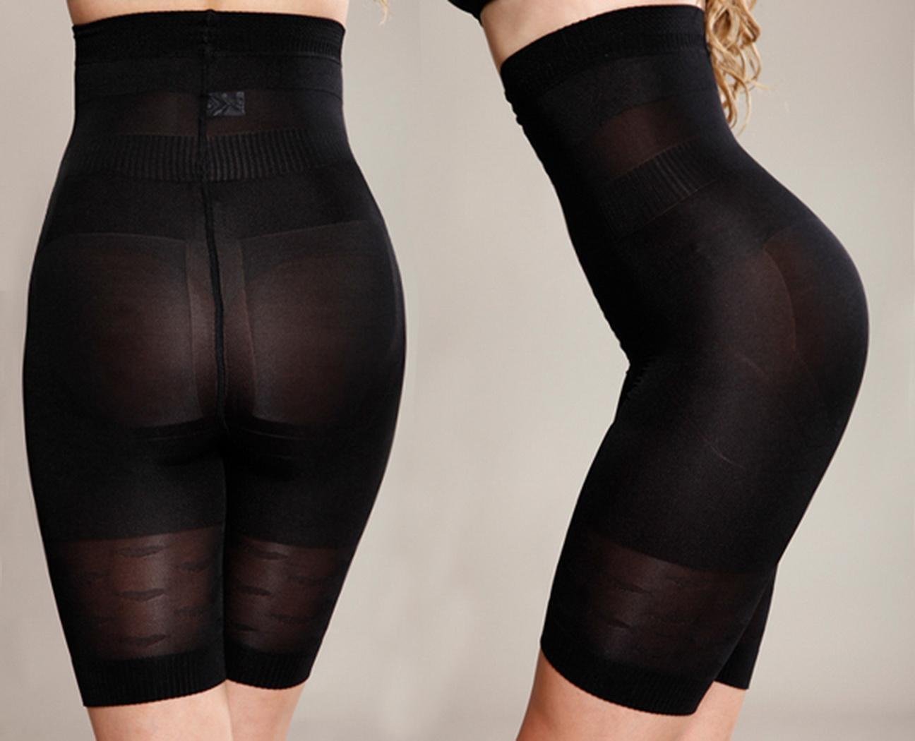 Zronji Women High- Cuts Beauty Slimming Shapewear Fat Burning Slim Shape Bodysuit & Pants Black