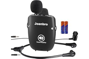 Joanbro Personal Sound Amplifier for Seniors, Voice Enhancement Devices, Pocket Sound Amplifiers for Elderly People, Adults, 50dB Gain, with Headphones & Earbud, 3 Types Mics, 3 Tone, Volume Control