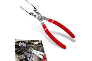 DYEKNEE 1 PC Automotive Relay Extraction Pliers, 8.85" 45# Steel High Hardness Claw Hook Fuse Non-destructive Disassemble Non-slip Sticky Plastic Handle Pull Pliers, Fits for Small Spaces (Red)
