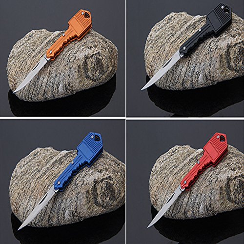 Dsmile 6 Pack Key Knife, Key Chain Knife, Self Defense Knife, Stainless Steel Keychain Shaped Folding Pocket Knife - Thumbnail 4