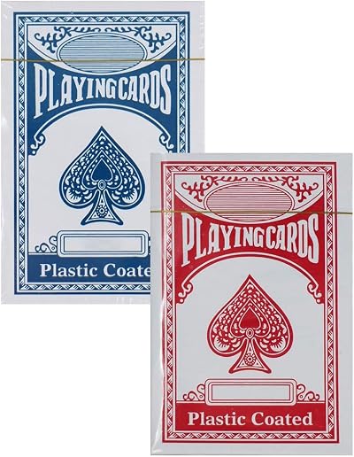 1ABOVE Twin Pack Playing Cards Red Blue Plastic Coated Durable