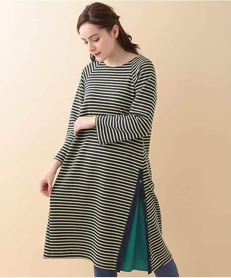 Amazon ホコモモラ Jocomomola チロリアンボーダーワンピース ネイビー M ワンピース チュニック 通販