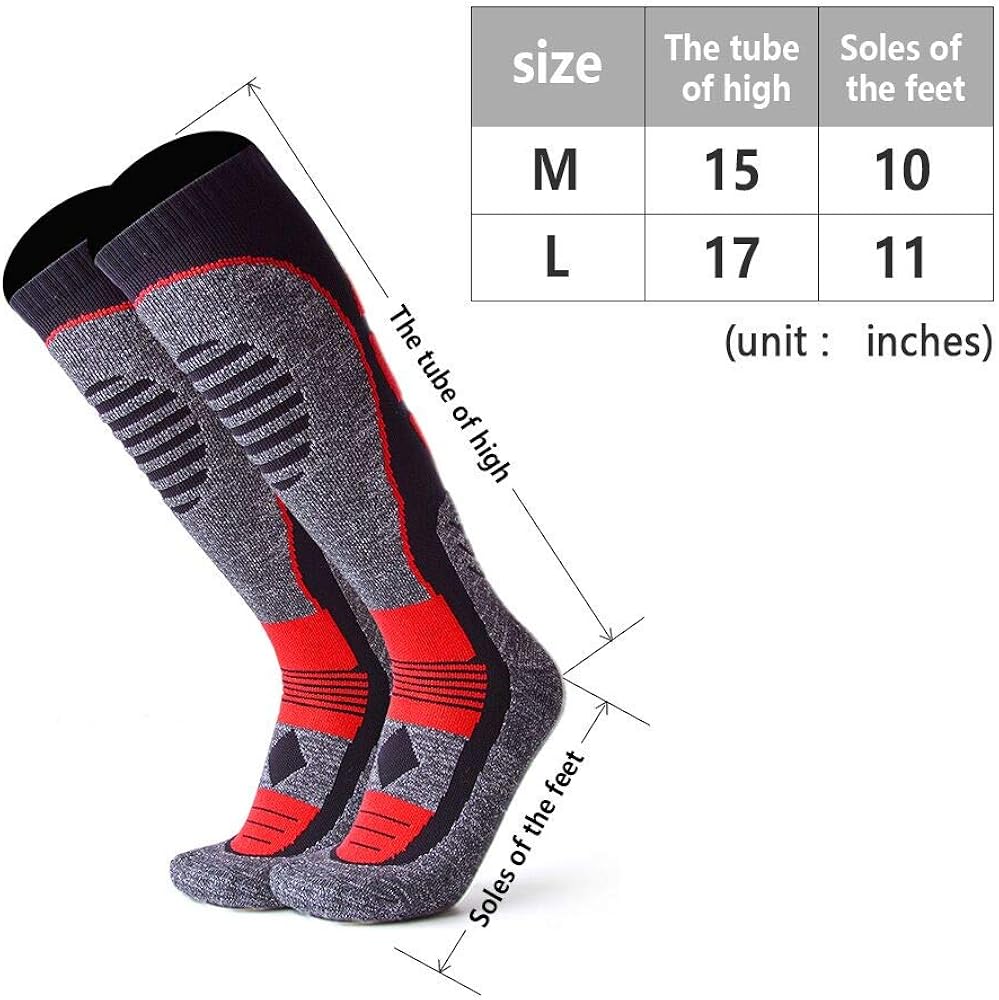 2 pairs Athlete High Performance Unisex Knee Length Ski Socks For Men and Women, Winter Performance Socks，Snowboard socks: Clothing