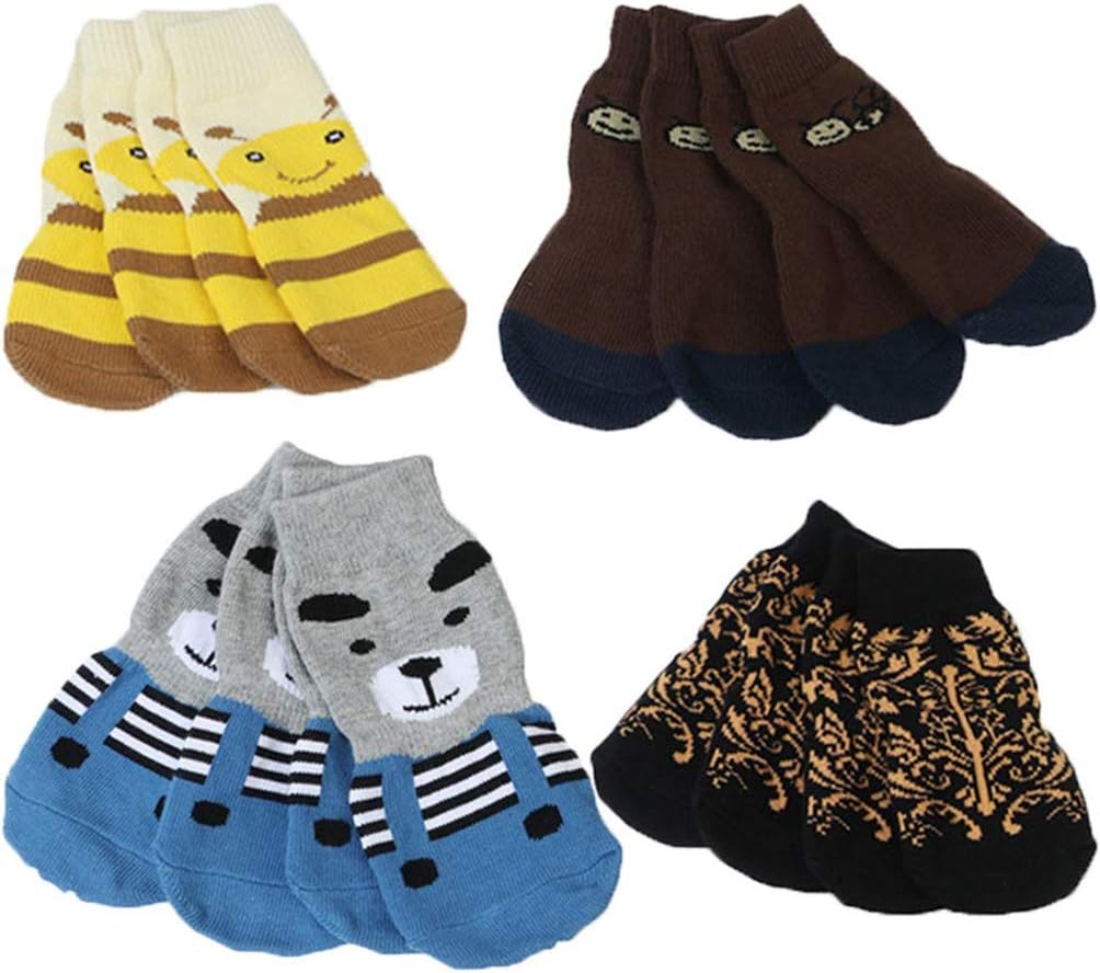 LifeWheel Traction Control Cat Dog Socks Indoor Rubber Nonskid Paw Protector Cotton Socks Random Color