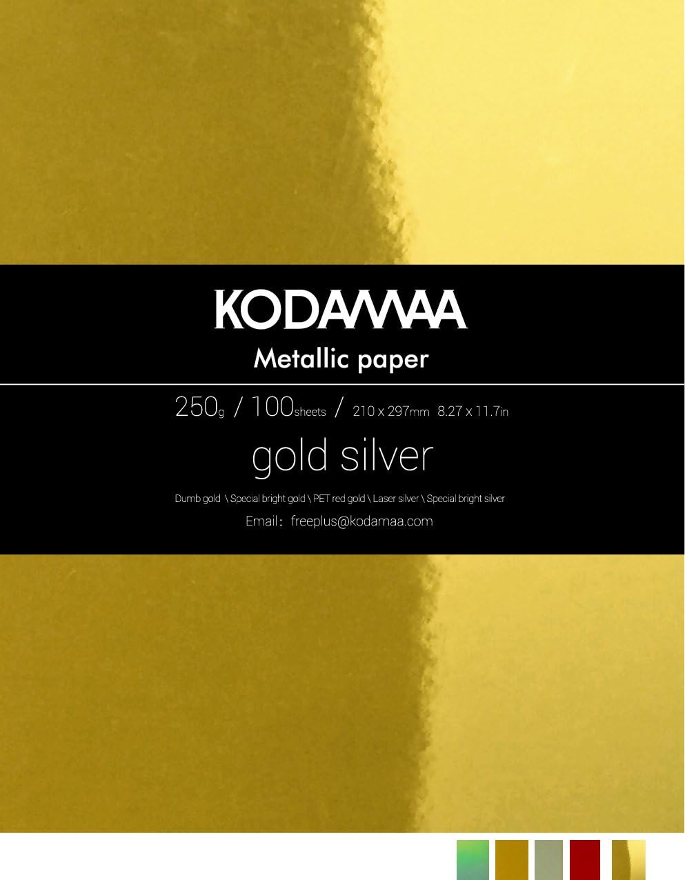 Kodamaa Premium Shimmer Art Craft Gold Silver Metallic Paper, Multipurpose Cardstock Perfect for Festival Crafting, Printing, Gift Packaging (100 Sheets)