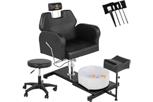 LUXMARS Pedicure Chair with Bubble Massage Foot Bath for Nail Tech and Foot Bath Pedicure Chair No Plumbing, 360 ° Rotation, Height Adjustable Pedicure Unit Station - Black