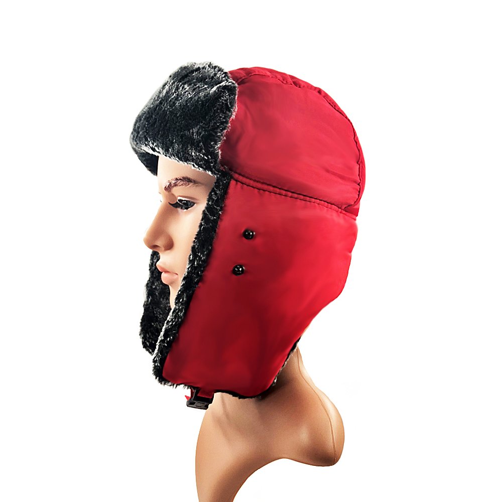 Airgine Wintermütze Outdoor Mütze Fliegermützen Pilotenmütze Fellmütze Unisex Klassische Trappermütze Kunstfellmütze Warm Winter Schnee Ski Mütze