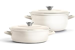 Merten & Storck 3.7QT & 5.5QT Dutch Ovens with Lids, 4 Piece Cookware Set, European Crafted Enameled Iron Stockpot, Induction