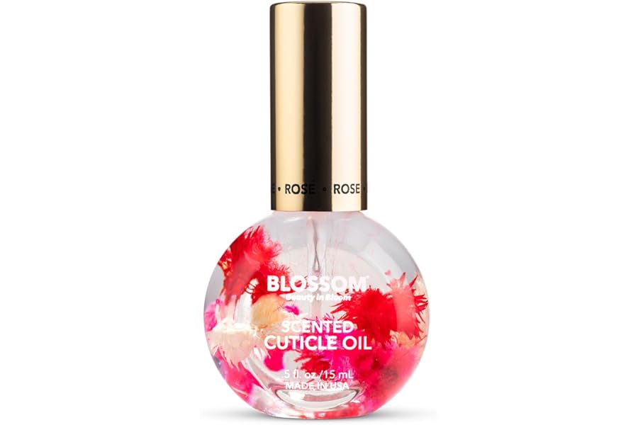 Blossom Cuticle Oil for Nails, Hydrating, Moisturizing, Scented Nail Oil Cuticle Care, Infused with Real Flowers, Made in USA, 0.5 fl. oz, Rose