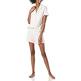 Amazon Essentials Women's Cotton Modal Piped Notch Collar Pajama Set, Comfortable Loungewear (Available in Plus Size)