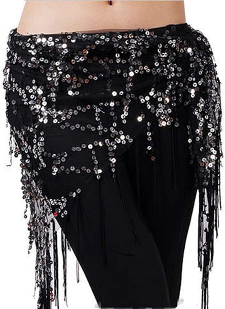 Guiran Women Mini Skirt Hip Scarf Sequined Zumba Belly Dance Belt with Coins Waist Chain