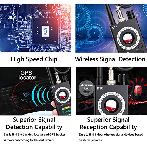 Anti Spy Camera Detector, RF Detector & Camera Finder, Bug Detector, Wireless Signal Pinhole Laser Lens GSM Tracking Device Ultra-high Sensitivity Full-Range Tracker Finder