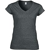 Gildan Ladies Soft Style Short Sleeve V-Neck T-Shirt (S) (Dark Heather)