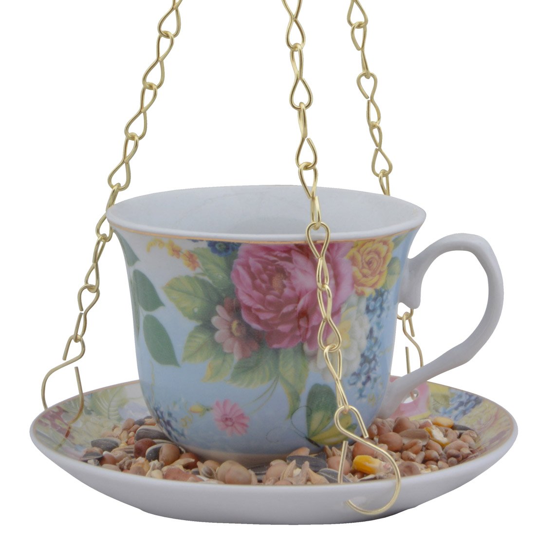 Secrets Du Potager Teacup Bird Feeder White Amazon Co Uk