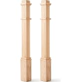 Wonderjune 2 Pcs 48 Inch Red Oak Stair Newel Post with 3 1/2" Post and 4 1/2" Pedestal, Wood Box Newel with Pedestal for Staircase, Plain Style Wood Balusters Interior for Stair Remodeling