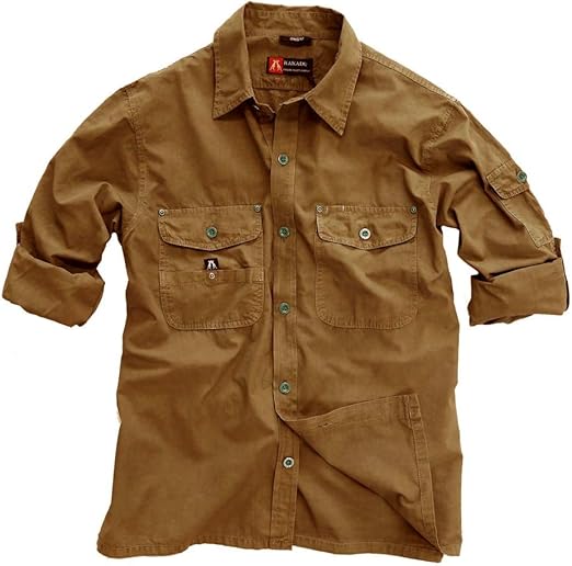 Misfuso Hemd Herren Aus Baumwolle - Safarihemd Mit Stehkragen | 2 Brusttaschen