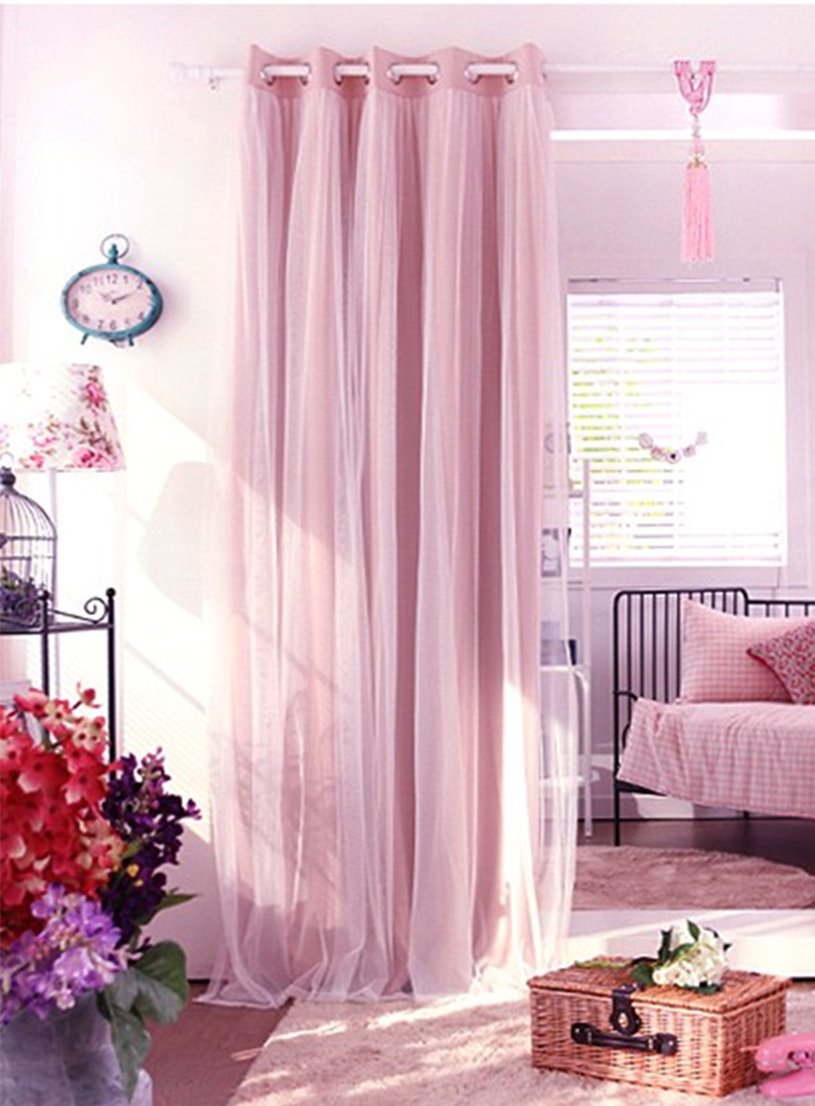 245cmx140cm Rosa Nibesser Prinzessin Vorhange 2 Schichten Blickdicht Gardinen Verdunklungsvorhang Mit Osen Fur Schlafzimmer Kinderzimmer 1 Stuck