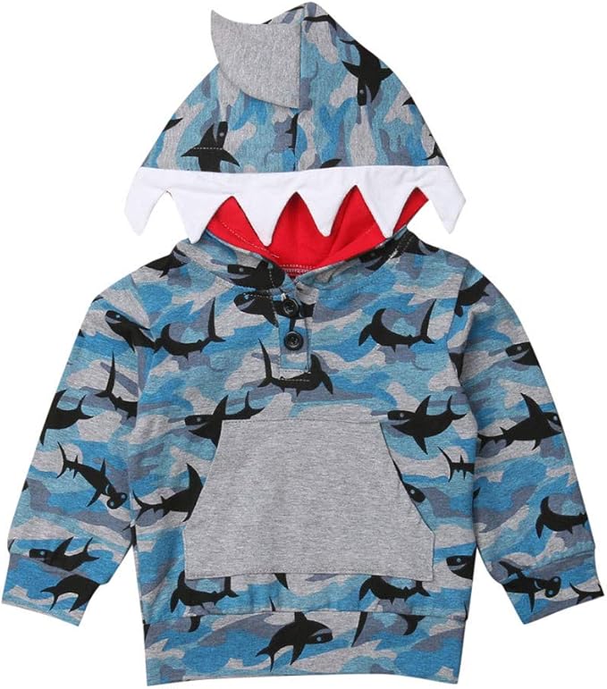 DIGOOD suéter con Capucha para niños y niñas con Forma de tiburón, para