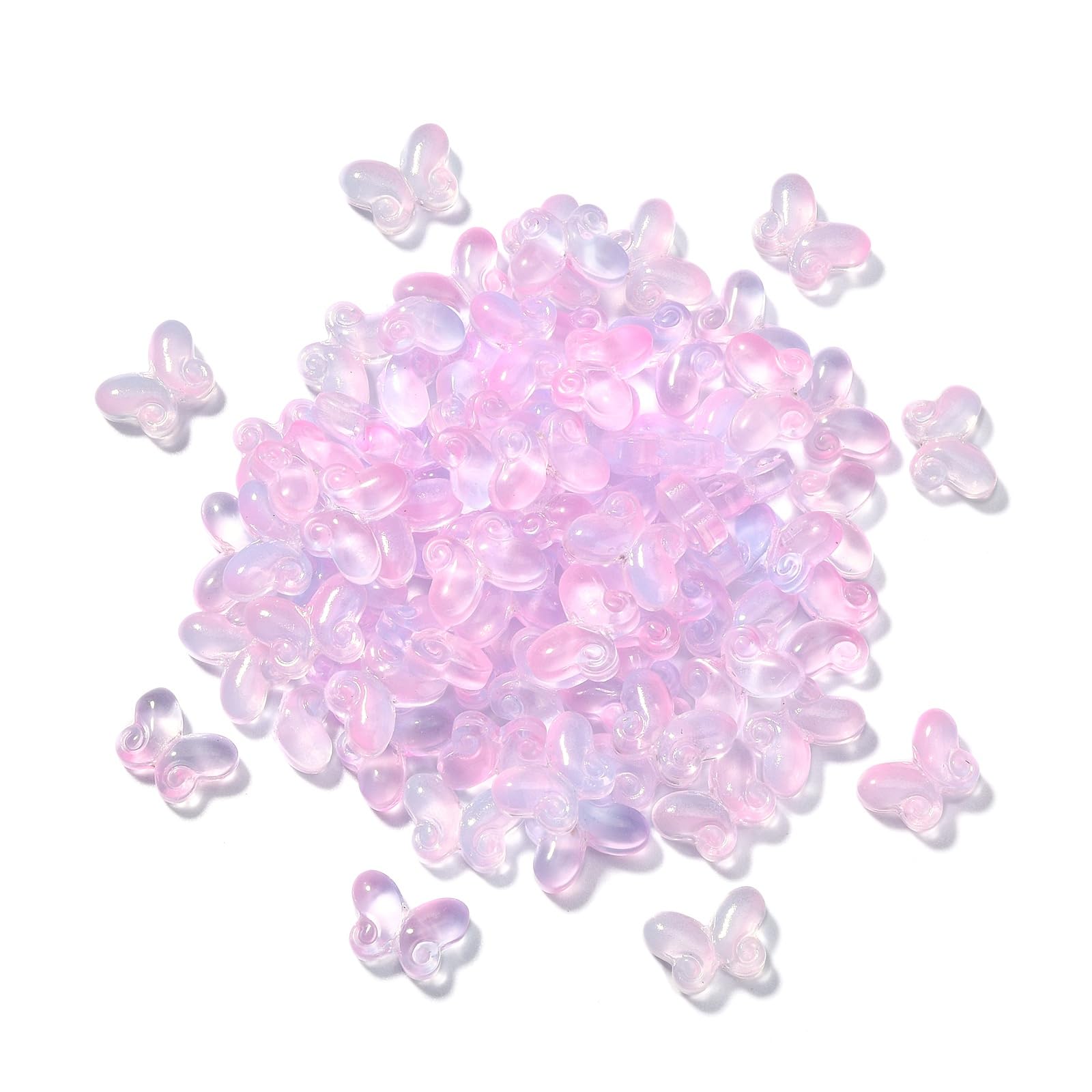 Stiesy 100Pcs Butterfly Glass Beads Animal Insect Handmade Lampwork Beads Crystal Spacer Beads for DIY Jewelry Making Crafting Bracelets