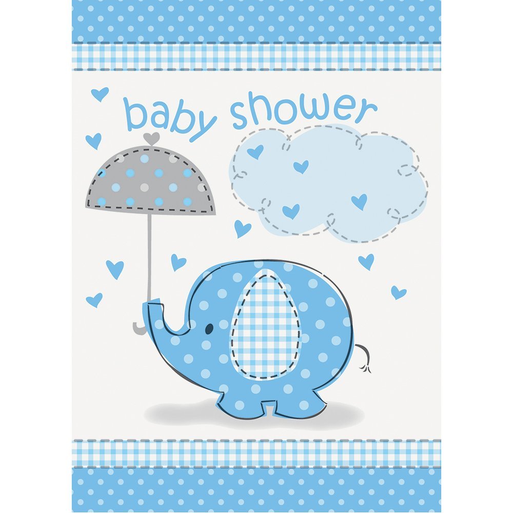Unique Party 41714 - Blue Elephant Baby Shower Invitations, Pack of 8