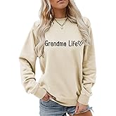 Nevfiro Grandma Sweatshirt Women Grandmother Life Letter Printed Long Sleeve Crewneck Pullover Tops