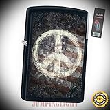 28864 Peace Sign & Flag Black Matte Finish Full