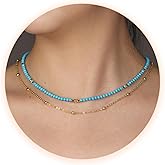 GDLKPYHS Beaded Necklaces for Women - 3mm Handmade Natural Stone Choker Healing Crystal Necklace Layered Gold Necklaces for Women Dainty Necklace Jewelry Gifts