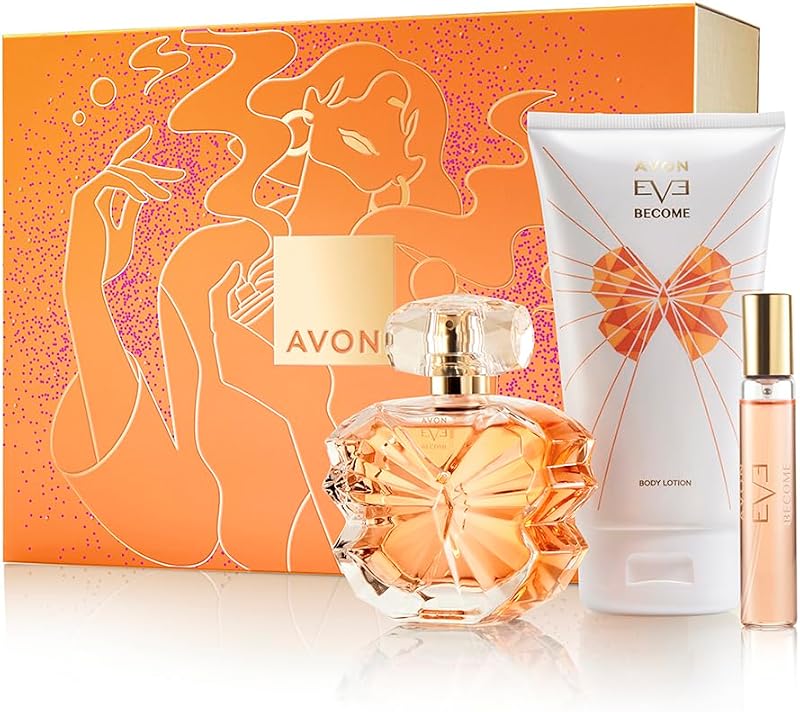 Avon Eve Become EDP 50ml Gift Set 3 Pc Perfume Lotion Purse Spray Red Apple