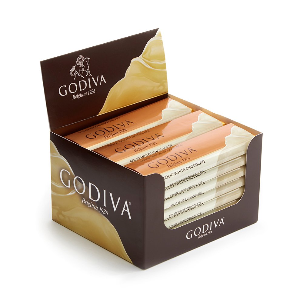 Godiva Chocolatier Small White Chocolate Bar, 24 Count