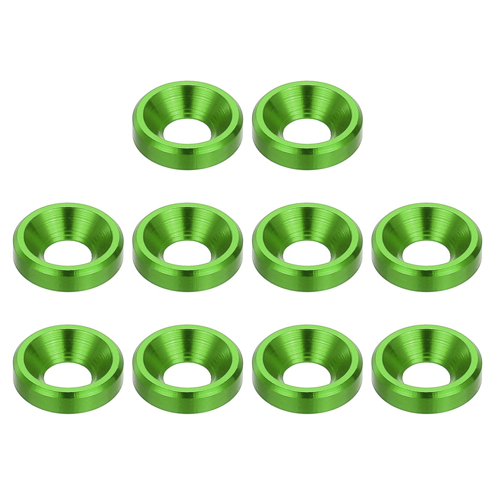 PATIKIL M3 Finishing Countersunk Washers, 10 Pack Head Washers Alloy Aluminum Screw Gaskets for Screw Bolt RC FPV PC Mechanical Accessories Parts, Light Green