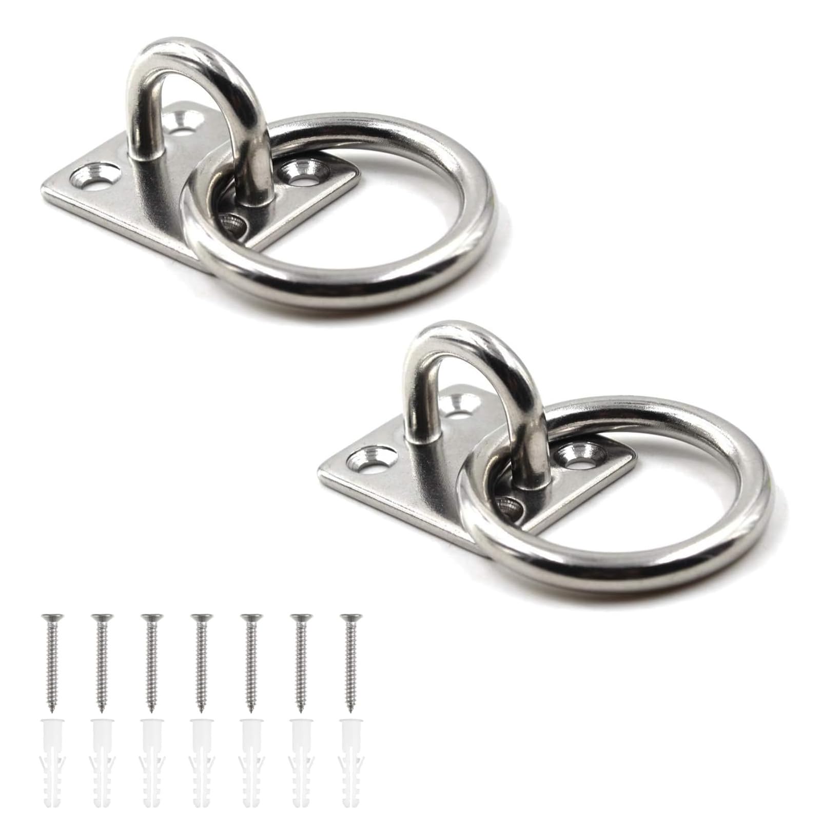 NIYATA 2 PCS Tie Rings on Plate, Horse Tie Up Rings,30mm x 35mm Heavy-Duty Galvanised Tie Rings for Horses,Animal Tether Horse Hay Net Tack Stable Ring Hook for Horse Pony Dog Animal