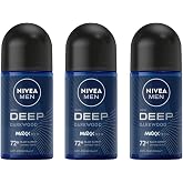 NIVEA Men Deep Darkwood MaxxTech 72H Deo Roll-On, 25ml | Long-Lasting Odor Protection with Charcoal &amp; Masculine Woody Scent | Anti-Bacterial Formula for Deep Fresh Confidence | 3-Pack