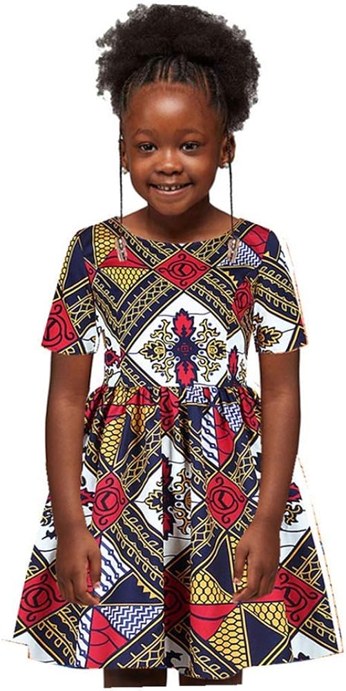 KpopBaby Toddler Girl African Dashiki Dresses, Skirt Ankara Ethnic Sleeveless Sloping Wax Summer Party Print Style Dress