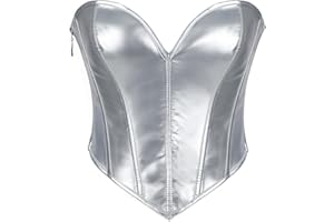 WERFORU Women PU Leather Corset Top Lace-up Tied Underbust Costume Waspie Steampunk Zipper Bustier for Ladies