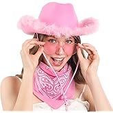IBASICS Pink Cowgirl Hat with Bandana and Sunglasses - Pink Cowboy Hat for Women and Teens, Fun Cow Girl Hat, Cowgirl Costume