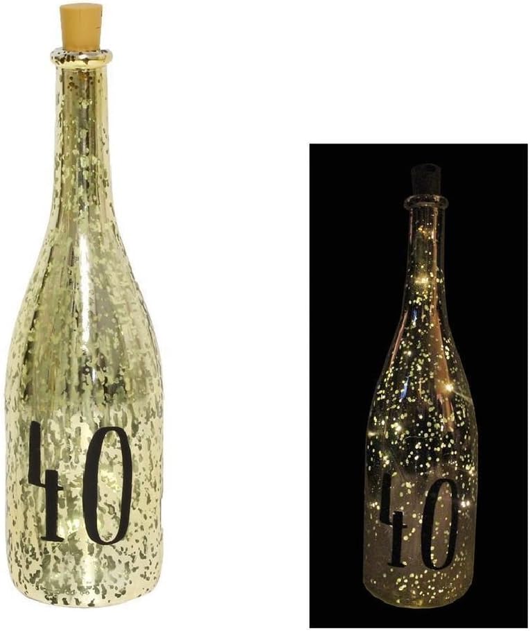 Dennis Home Decor Gold Crackle Glaze Battery Light Up Bottle With Number - 40Th Birthday Gift