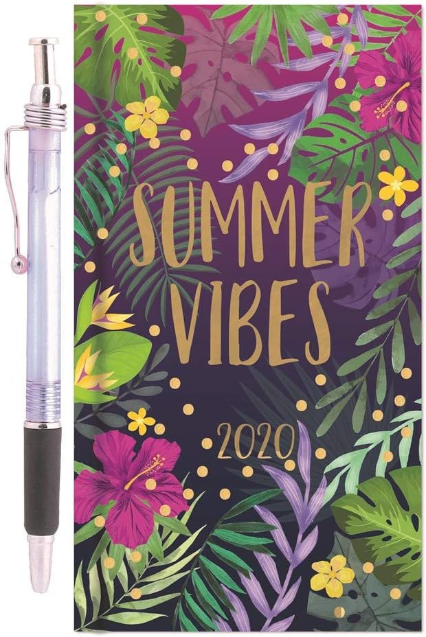 2020 Slim Week To View Hardback Diary & Pen - Bright Flowers Summer Vibes