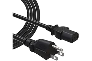 IBERLS 3-Prong Power Cord for Monitor Printer - Replacement Computer TV PC AC Supply Cable Cords for HP Dell PS Asus Acer Panasonic Roku Vizio Insignia, NEMA 5-15P to C13, 10A 125V, 18AWG, UL Listed