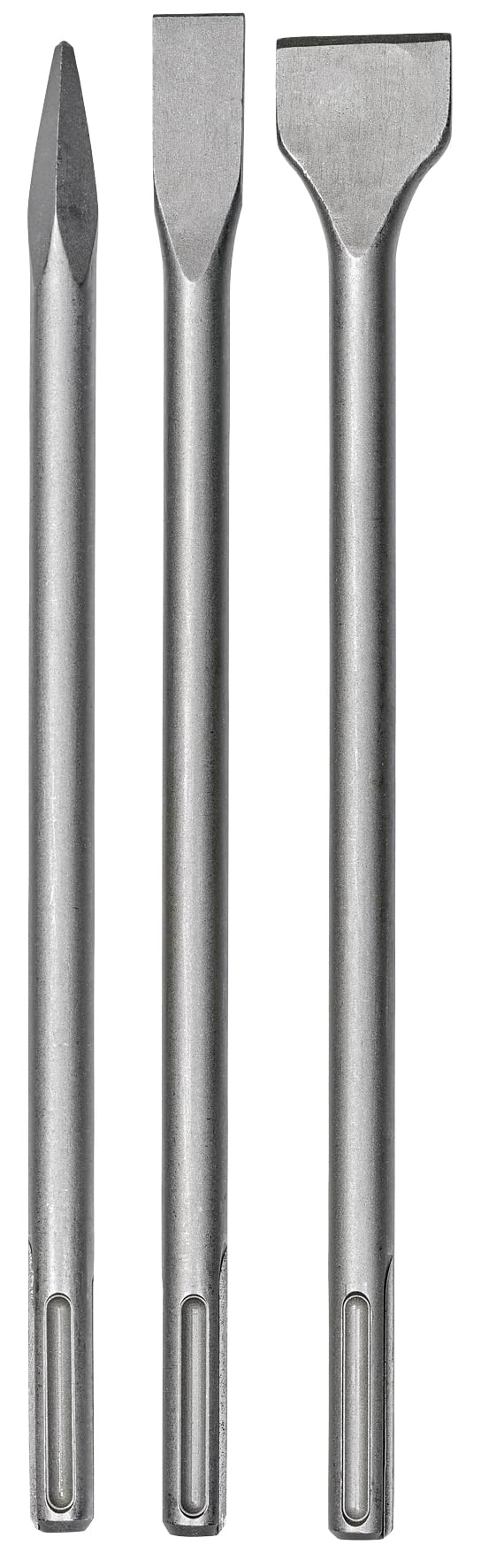 Original Einhell 3-Piece Chisel Set (Demolition Hammer Accessories, Steel, 400 mm Long, SDS-Max Shank, for Various Drilling and Demolition Hammers, Includes 2X Flat and 1x Pointed Chisel)