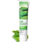 Desert Essence Aloe &amp; Tea Tree Oil Toothpaste, Flouride Free, SLS Free, Carrageenan Free, Vegan, Gluten Free, Peppermint, 6.25 oz.