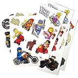 Temporary Tattoos (8 Sheets) for Lego-Theme Parties, Party Favors or Just for Fun!