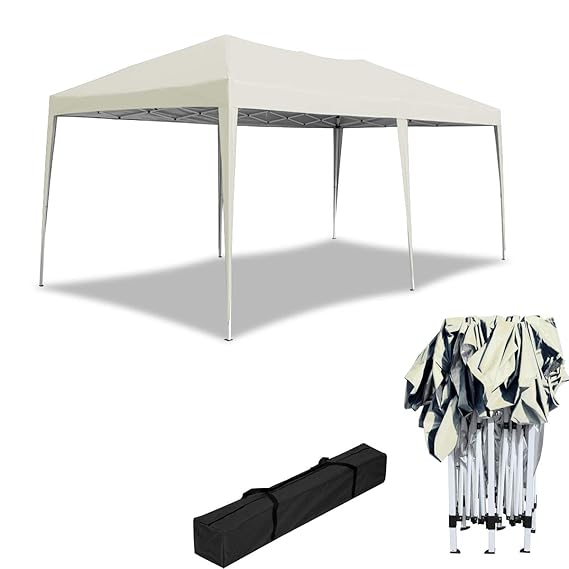 HENGMEI Gartenpavillon Faltbare Pavillon 3x6m Faltpavillon Gartenzelt Partyzelt Sonnenschutz (3x6m, ohne Seitenteile, Beige)