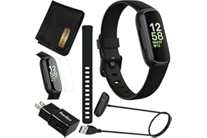 Fitbit Inspire 3 Health & Fitness Activity Tracker (Black) with Workout Intensity, Sleep Tracking, Heart Rate, S & L Bands, 3.3foot Charging Cable, Wall Adapter, Screen Protectors & PremGear Cloth