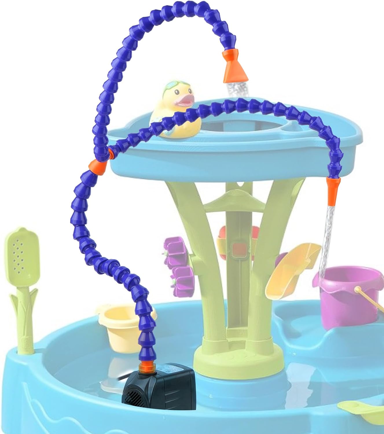 JYNTERPLAY Kids Water Pump for Step2 Water Table with 2 Nozzles Flexible Spray Tubes for Summer Outdoor Activities