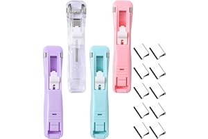 WEKADRIN 5Pcs Portable Paper Clip Dispenser Set with Reusable Binder Clips, White and Pastel Colors, Document