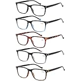 JOSCHOO 5 Pack Reading Glasses Men Women Spring Hinges Comfortable Glasses for Reading (5 Mix, 2.0)