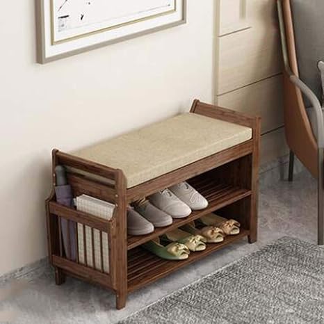 Amazon Cz Sqg 完璧なベンチシート収納付き2段木製ラック付きの靴のベンチ戸口の靴ラック収納棚 Size M シューズホルダー オンライン通販