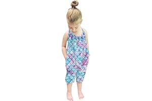 RAISEVERN Baby Girls Halter Backless Romper Toddler Kid Jumpsuit Pants Clothes With Pocket Size 1-5T