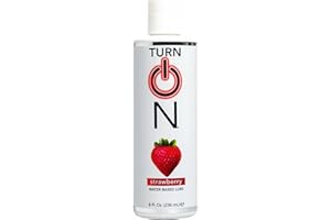 Turn on Strawberry Flavored Edible Lube 8 Ounce Premium Personal Lubricant, Long Lasting Formula for Condom Safe Vegan Ph Bal